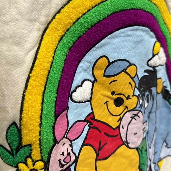 Disney Women's Winnie the Pooh Bear Cream White Crew Neck Sweatshirt Sz Large - Picture 5 of 6
